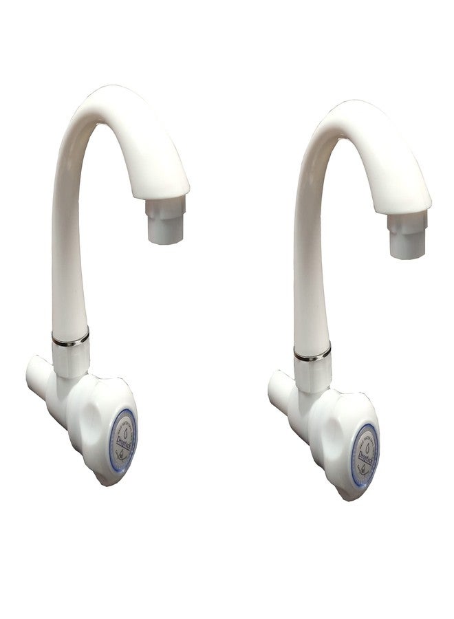 VME صنبور حوض مطبخ فاخر من مادة PVC من VME، مقاس قياسي 1/2 بوصة (15 مم)، لون أبيض، عبوة من قطعتين. - Image 1